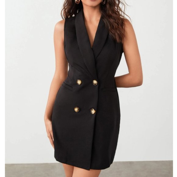 Shawl Collar Double Breasted Vest Blazer - Picture 8 of 8